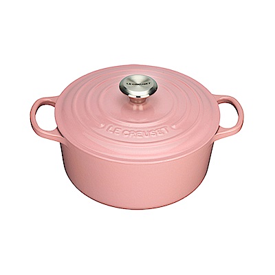 LE CREUSET 琺瑯鑄鐵典藏圓鍋20cm-玫瑰粉-鋼頭