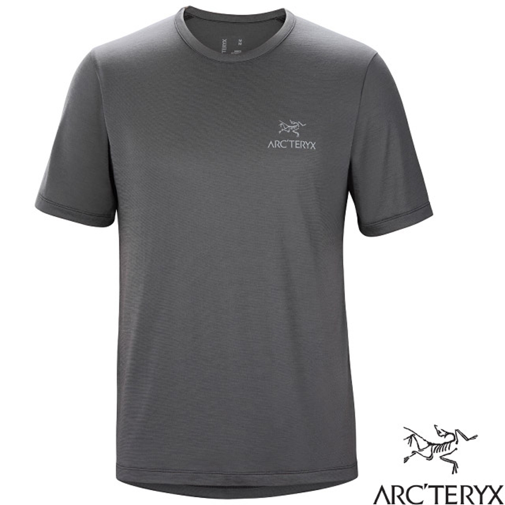 ARCTERYX 始祖鳥 男 Emblem Wool 輕量透氣快乾短袖圓領羊毛排汗衣.T恤_烏雲灰