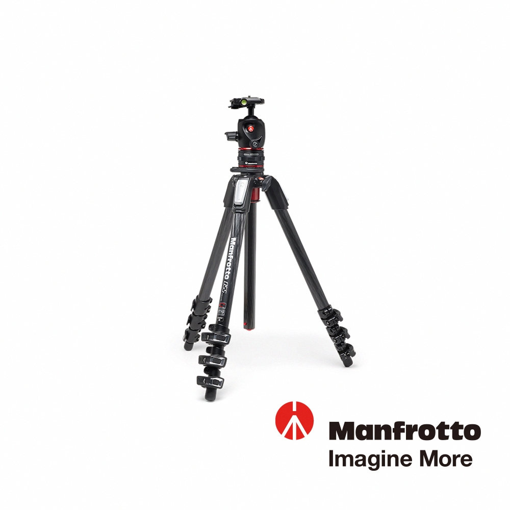 Manfrotto 全新055碳纖維四節腳架套組(含球型雲台及靈動快拆系統)