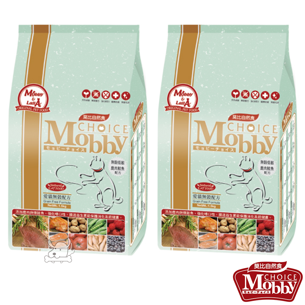 Mobby 莫比 鹿肉+鮭魚 愛貓無穀配方飼料 1.5公斤 X 2包