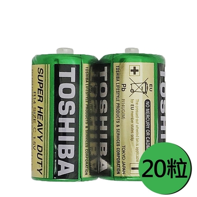 【東芝TOSHIBA】2號(C)環保 碳鋅電池 20入盒裝(1.5V無汞 無鎘 無污染)