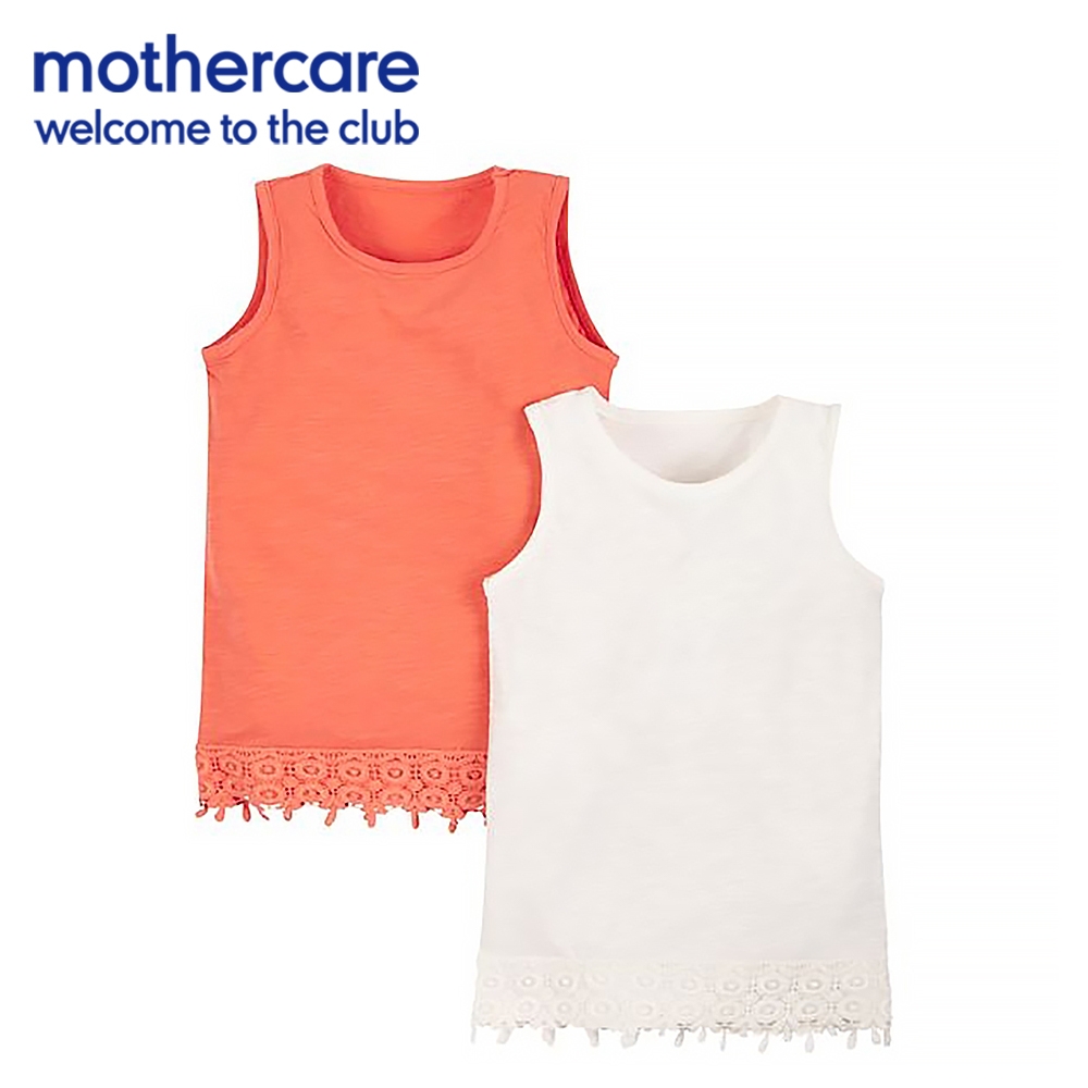 mothercare 專櫃童裝 波西米亞風無袖背心-橘+白 2入組 (9個月-5歲)