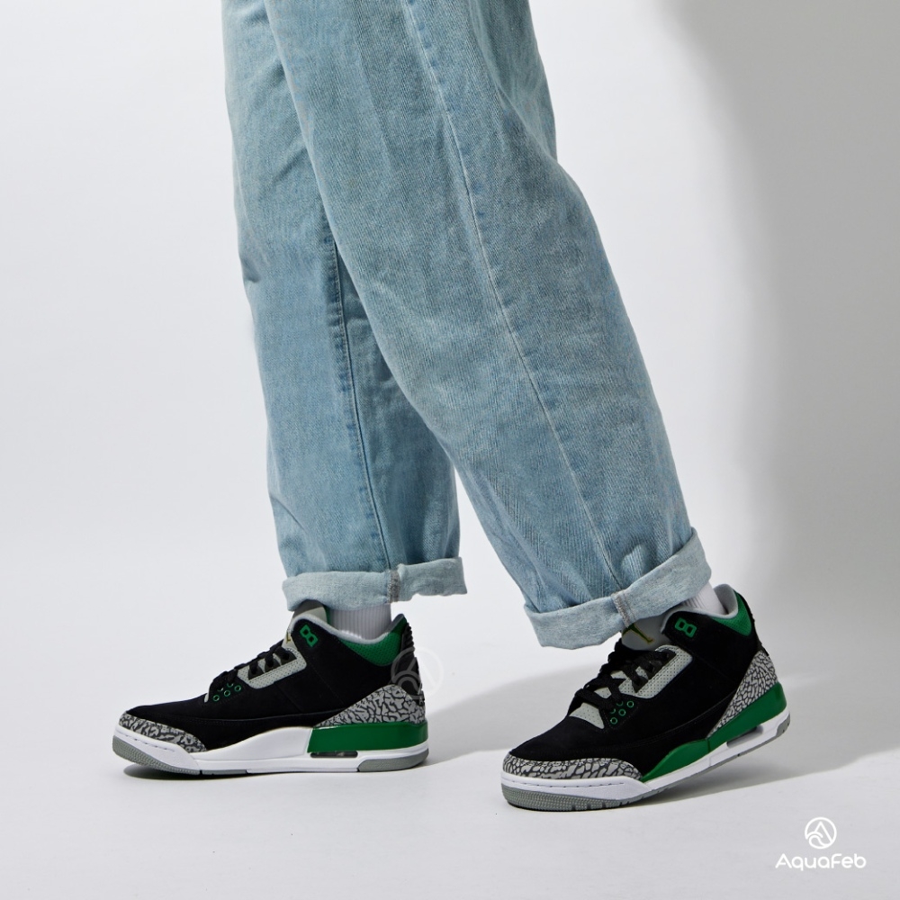 Nike Air Jordan 3 “Pine Green” 男鞋黑綠色爆裂紋AJ3 喬丹休閒鞋籃球