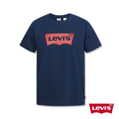 Levis 男款 重磅短袖T恤 / 修身版型 / 經典Logo / 210GSM厚棉 深藍