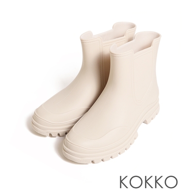 KOKKO晴雨兩穿質感霧面短筒雨靴白色