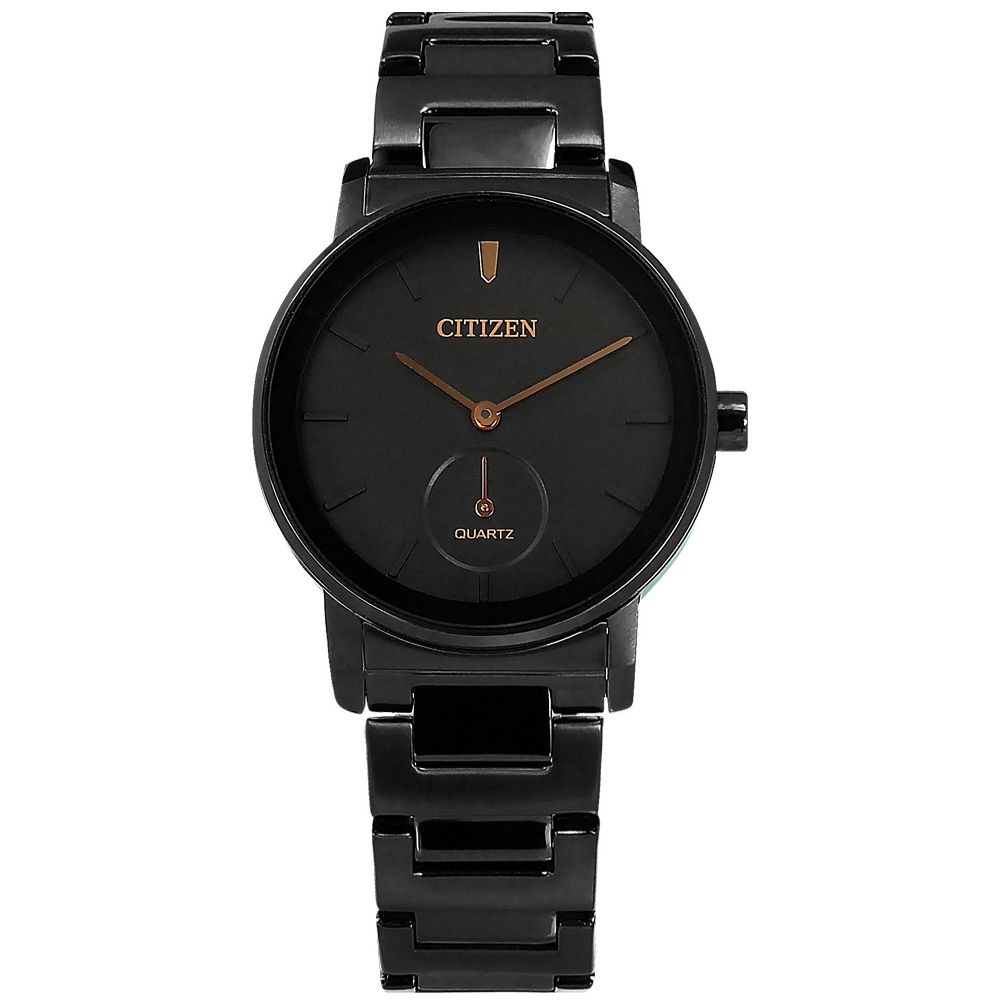 CITIZEN 簡約時尚 日本機芯 不鏽鋼手錶 (EQ9065-50E)-鍍黑 / 34mm