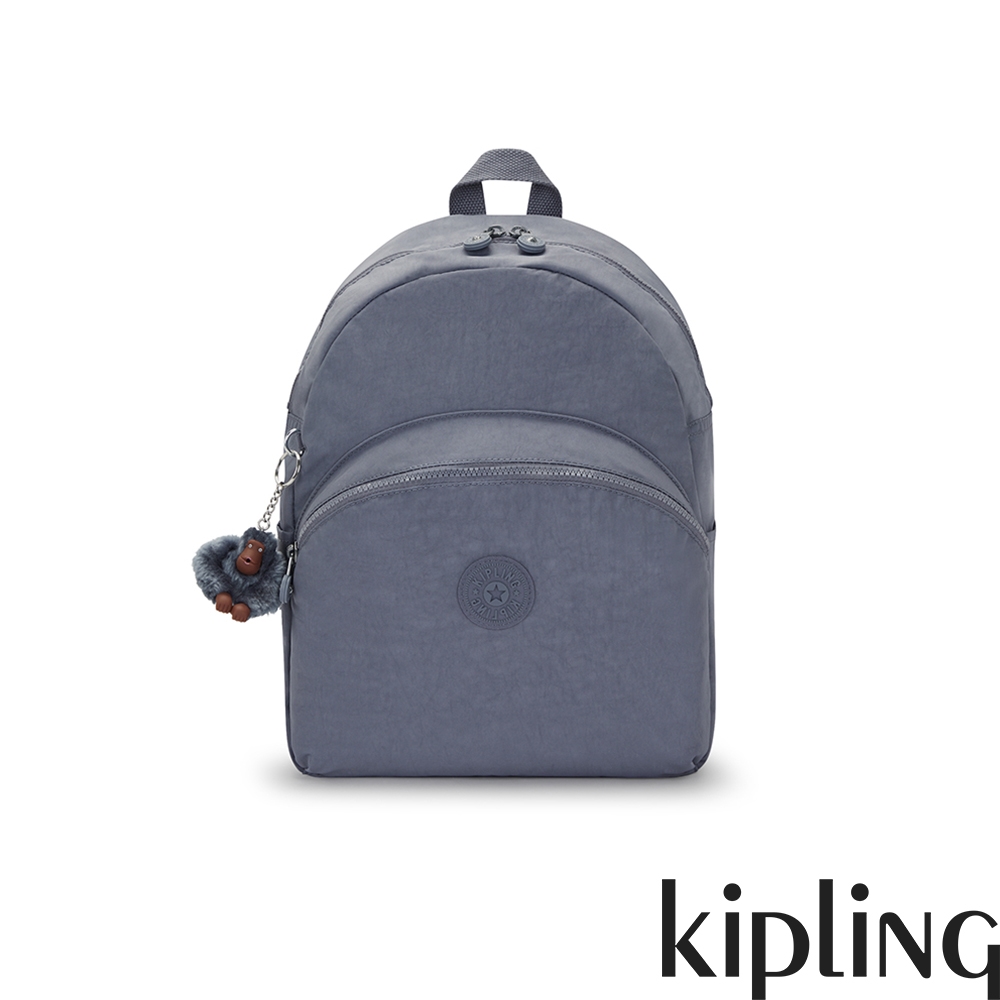 Kipling 灰調寧靜藍前袋簡約後背包-CHANTRIA M
