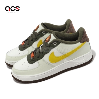 Nike 休閒鞋 Air Force 1 LV8 GS 大童 女鞋 綠 黃 橘 麂皮 拼接 AF1 FV3647-171