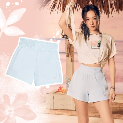 Puma 短褲 T7 High Waist Shorts 女款 藍 高腰 寬版 Julia吳卓源 著用款 62218469