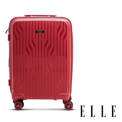 【ELLE】法式浮雕系列 24吋 特級極輕耐刮PP材質行李箱 (胭脂紅) EL3128124-01