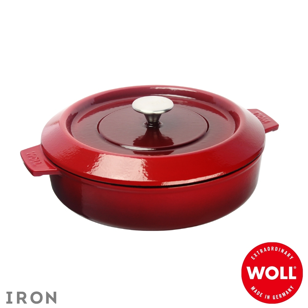WOLL德國歐爾 IRON淺型鑄鐵鍋28cm-紅