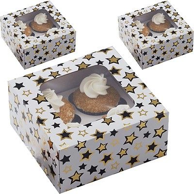 《Wilton》四格瑪芬蛋糕紙盒3入(星星)