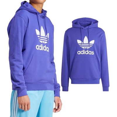 Adidas Trefoil Hoody 男 紫 三葉草 國際碼 長袖 上衣 帽T IM9398