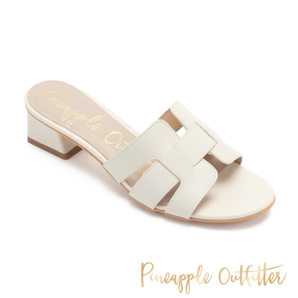 Pineapple Outfitter-RIO-真皮百搭金跟涼拖鞋-白色