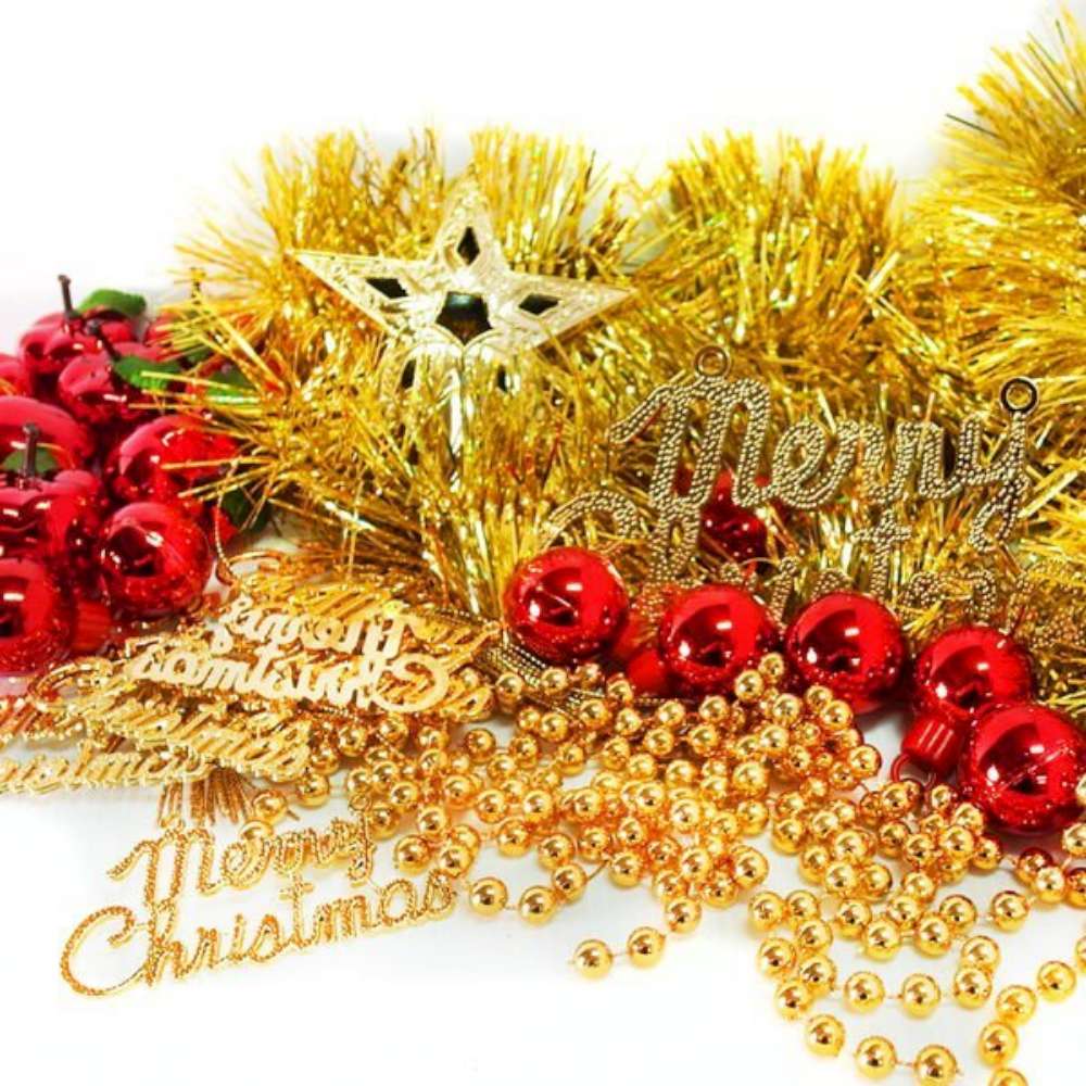 摩達客 聖誕裝飾配件包組合~紅蘋果金色系(2尺(60cm)樹適用)(不含聖誕樹)(不含燈)