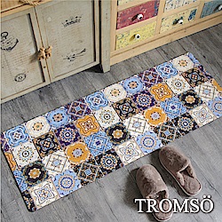 TROMSO廚房防油皮革地墊-K317藍調花磚(買一送一加碼再送香氛包)