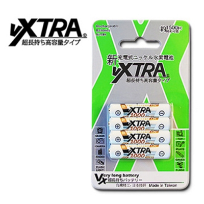 VXTRA 高容量AAA4號1000mAh低自放充電電池(4顆入)