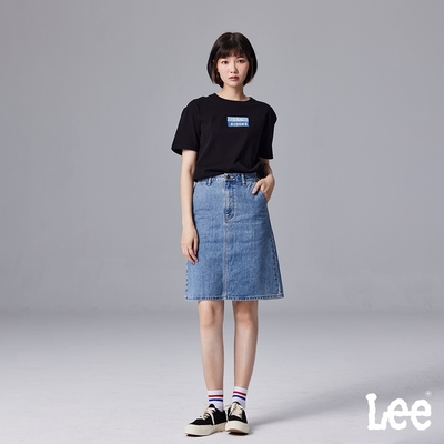 Lee 女款 後開衩牛仔短裙 中藍洗水