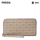 FOSSIL Jori 真皮手環帶拉鍊式RFID防盜長夾-米灰色 SWL2614788 product thumbnail 1