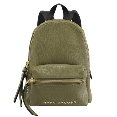 MARC JACOBS 經典荔枝皮革迷你拉鍊雙肩後背包(橄欖綠)