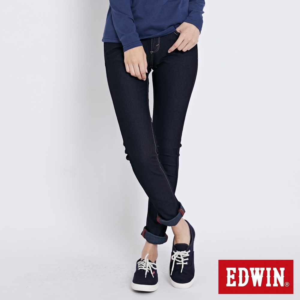 EDWIN JERSEYS 迦績 修身極彈 窄直筒牛仔褲-女-原藍色