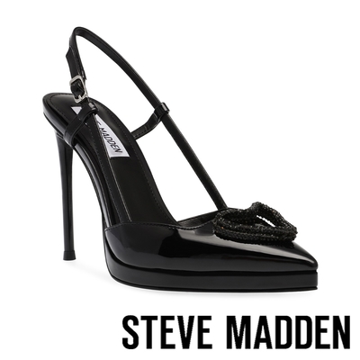 STEVE MADDEN-KIND HEART 漆皮尖頭高跟涼鞋-黑色