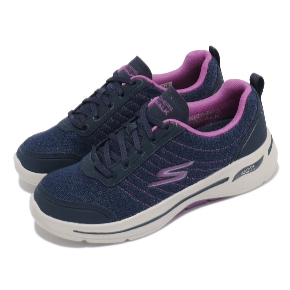 Skechers 休閒鞋 Go Walk Arch Fit 女鞋 健走 避震 緩衝 支撐 平衡 專利鞋墊 藍 紫 124484NVPR