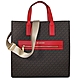 MICHAEL KORS Kenly 金字Logo滿版MK皮革邊飾直立式大托特兩用包(大-火焰紅) product thumbnail 1