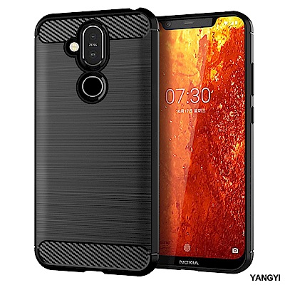 YANGYI揚邑 Nokia 8.1 / X7 碳纖維拉絲紋軟殼散熱防震抗摔手機殼-黑