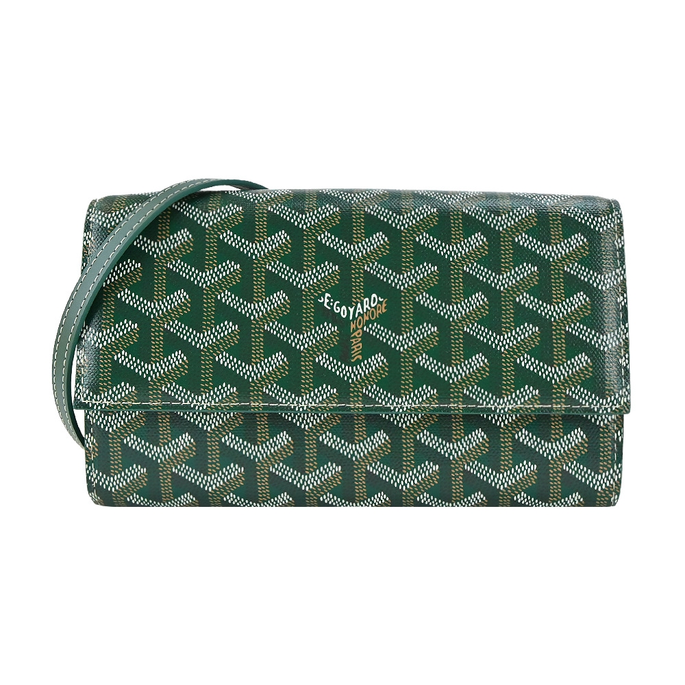 GOYARD Varenne 經典LOGO防水帆布翻蓋WOC斜背包-綠