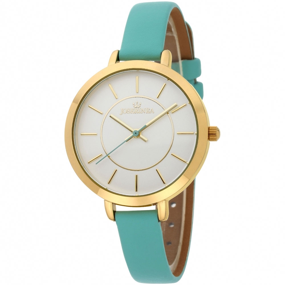 JOSERINEA 甜美佳人皮革時尚腕錶-綠/33mm