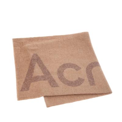 Acne Studios 經典羊毛混紡字母logo 雙面圍巾(駝色/棕色)