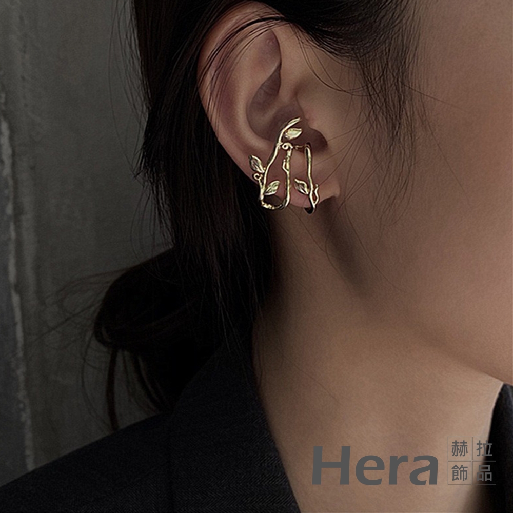 【Hera 赫拉】個性金色樹葉S925銀針耳骨夾 H110120303