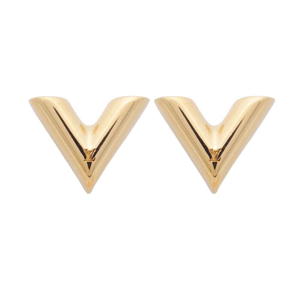 Louis Vuitton Essential V Stud Earrings Gold M68153