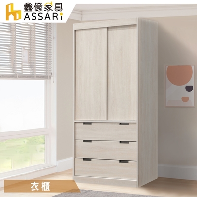 ASSARI-安卡拉單吊三抽推門衣櫃(寬80x深60x高197cm)