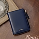 KINAZ 牛皮L型拉鍊零錢袋直式對折短夾-深邃藍-馬賽克系列 product thumbnail 1