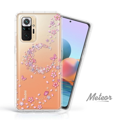 Meteor MI 紅米 Note 10 Pro 奧地利水鑽彩繪防摔殼 - 櫻月