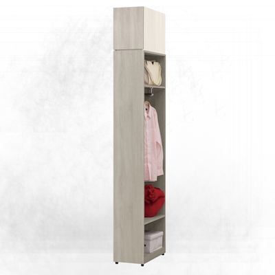 文創集 艾絲莉1尺單門單吊開放式加高側邊衣櫃/收納櫃組合-30x60x237cm免組