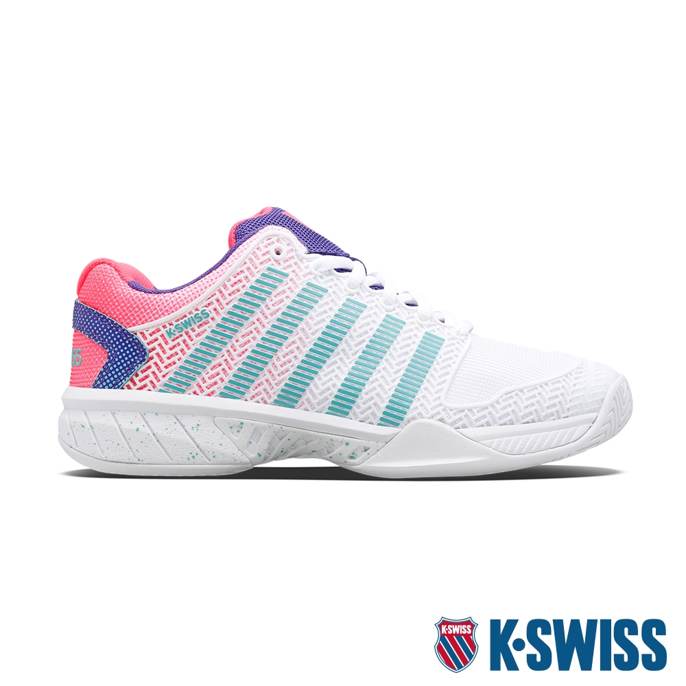 K-SWISS Hypercourt Express透氣輕量網球鞋-女-白/紫/桃紅/綠