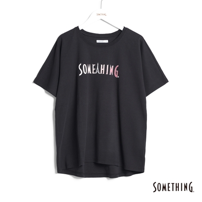 SOMETHING 巴黎鐵塔LOGO短袖T恤-女-黑色