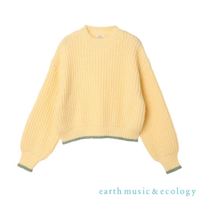 earth music 雙色設計蓬鬆套頭粗針織上衣