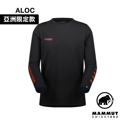 【Mammut 長毛象】QD Logo Print LS T-shirts AF Men 快乾LOGO長袖T恤 黑/長毛象紅PRT3 男款 #1016-01030