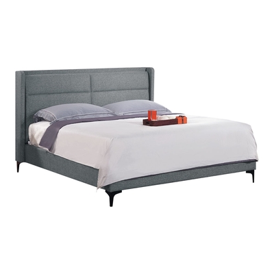 Boden-奈奧5尺雙人灰色布床組(床頭片+床底-不含床墊)