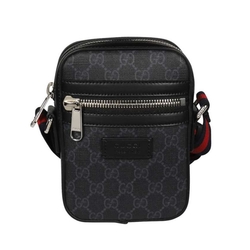 GUCCI GG Messenger 帆布 皮革 肩背包 斜背包 黑色 灰色 682357