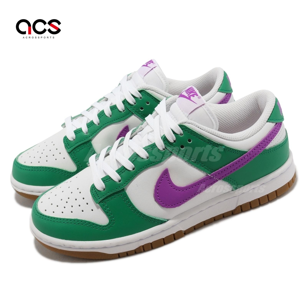 Nike 休閒鞋 Wmns Dunk Low 女鞋 男鞋 白 綠 小丑配色 膠底 經典 低筒 紫勾 板鞋 FD9922-151