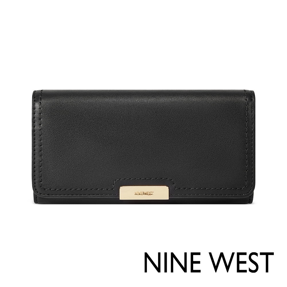 福利品 NINE WEST KENNEDY壓釦式摺疊長夾-黑色