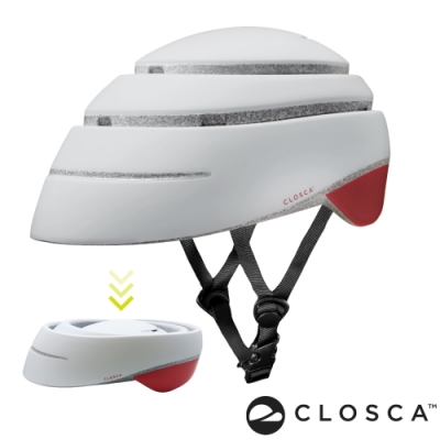 西班牙CLOSCA克羅斯卡 LOOP 單車/滑板/滑板車/電動車用折疊安全帽-淺灰/酒紅