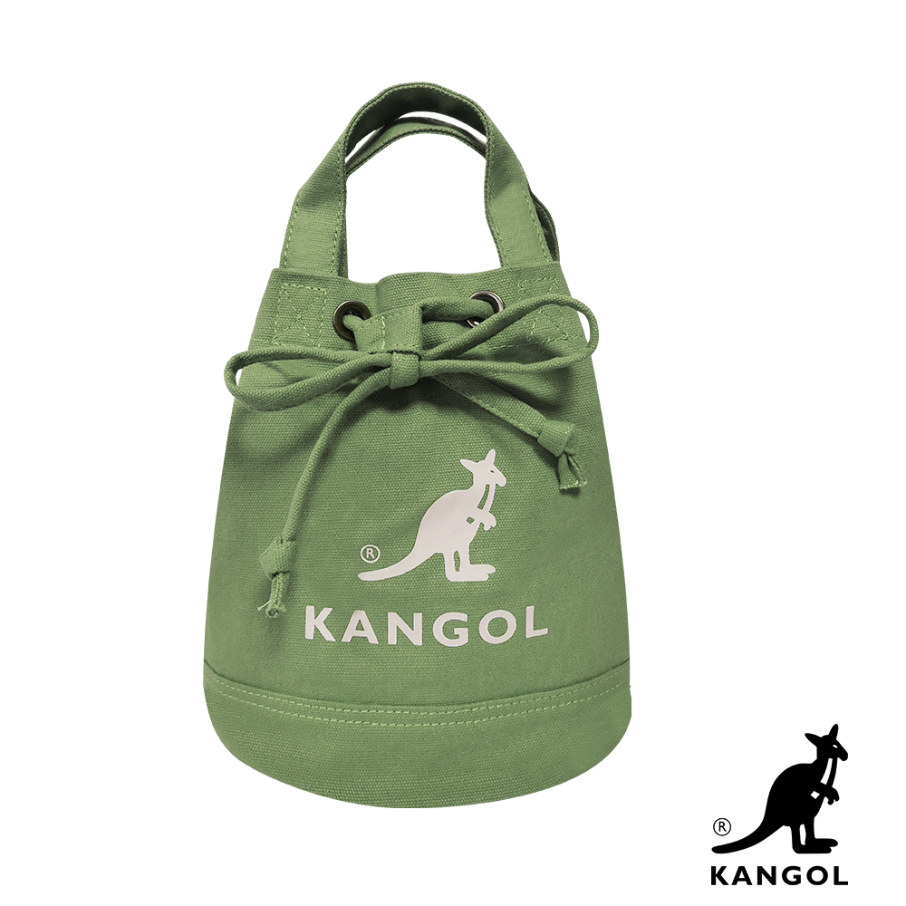 福利品 KANGOL 韓版玩色系列-帆布斜背水桶包-草綠