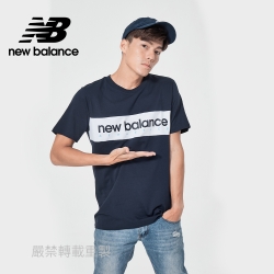 【New Balance】橫條品牌短袖T_男性_深藍色_AMT11548E