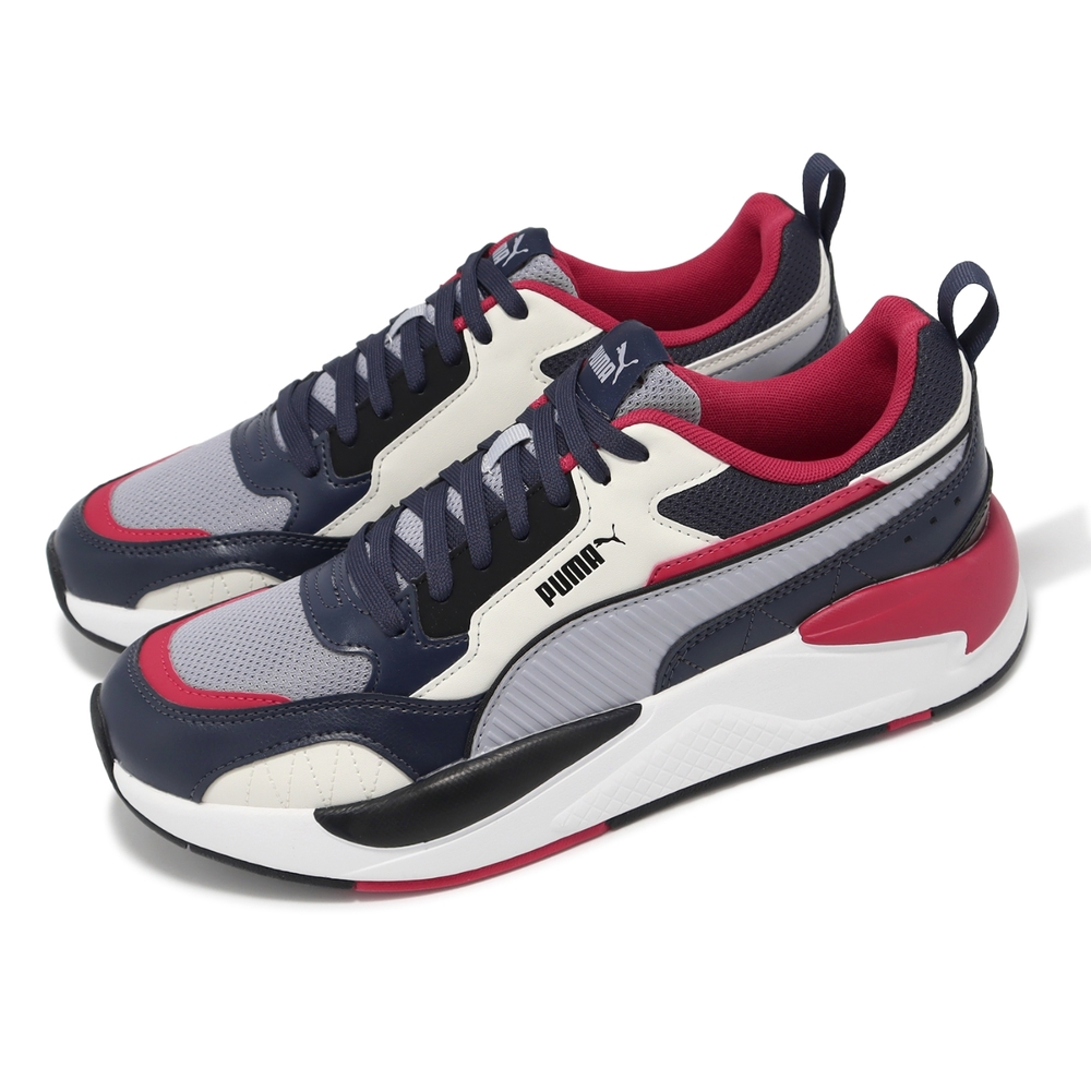 Puma 休閒鞋 X-Ray 2 Square 男鞋 藍 灰 紅 皮革 網布 拼接 緩震 運動鞋 37310888